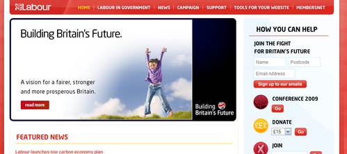 Labour Party homepage, Jul09