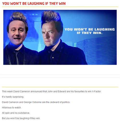 Cameron and Osborne as Jedward